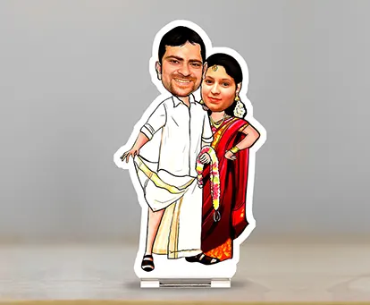 Couple Caricature in Lungi